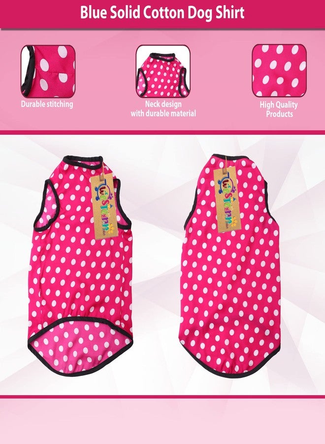 Western Era Funky Soft Cotton Dog T-Shirt | Comfortable & Breathable Dog Clothing | Sleeveless Vest Puppy Outfit (Small - 14inches, Polka Pink) - Image 3